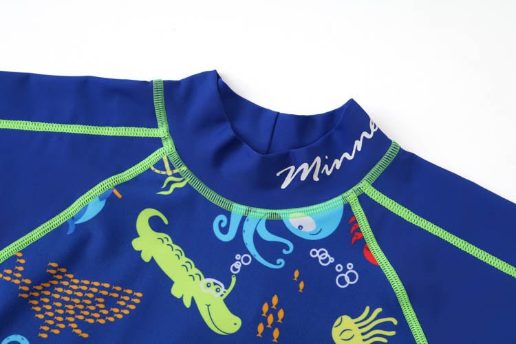 藍色短袖套裝防曬泳衣 <68221715 - M1> - Minnex Store