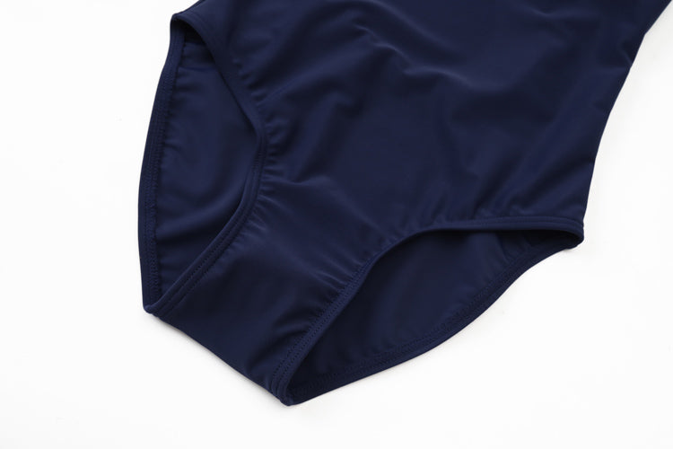 Close-up of a 寶藍色女童練習泳衣 <68400464-Y1> bottom made with 彈性布料, lying flat on a white background.